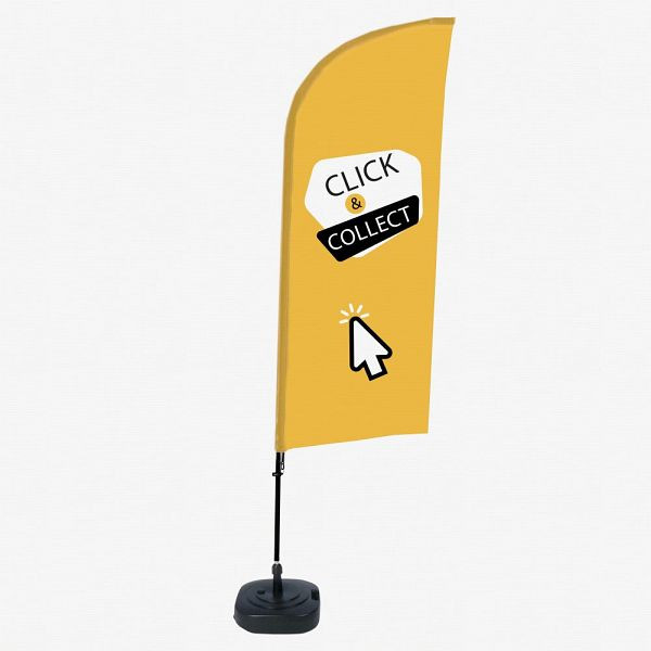Showdown Displays Beachflag Alu Wind Komplett-Set Click & Collect Gelb Englisch ECO, BFAW310-WT21-I628ECO