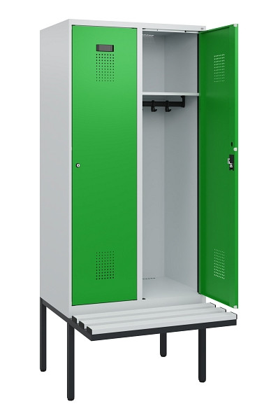 C+P Spind Evolo PLUS, 2 Abteile, 1950x800x815mm, 7035/6037, Zylinderschloss, Material Sitzfläche Kunststoff, 0490405-22 S10092