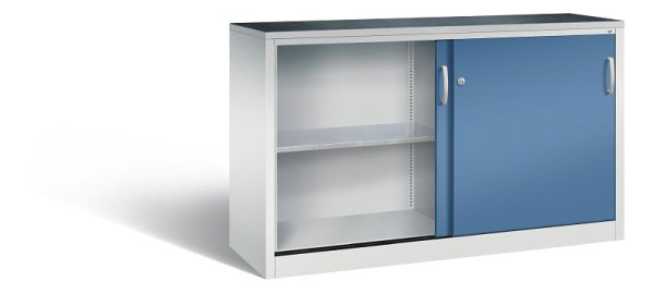 C+P Schiebetürenschrank Acurado, H1000xB1600xT500mm, Farbe: Lichtgrau / Fernblau, Bügelgriff, 2156-09 S10062