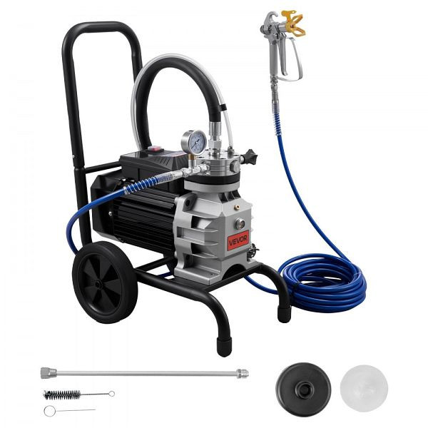 VEVOR 1500W Membran-Airless-Farbspritzgerät, 19,31 MPa Hochdruck, 10m Schlauch, inkl. Reinigungsnadel/Bürste, DIY drinnen/draußen, GMSGYWQPTJ15X1DIC001V2