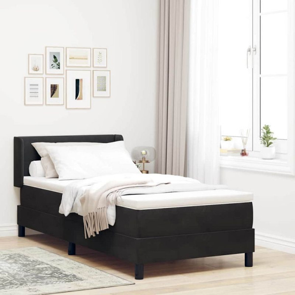 vidaXL Boxspringbett mit Matratze Schwarz 100x200 cm Velvet Schwarz, 3341452