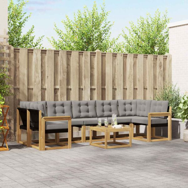 vidaXL Outdoor-Sofagarnitur mit Kissen 8-teilig Weiß und Hellgrau, 3389301