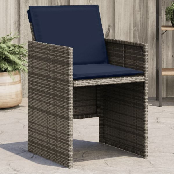 vidaXL Gartenstühle mit Kissen 4 Stk. Grau Poly Rattan, 4007442