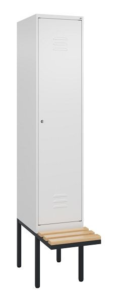 C+P Umkleidespind Classic PLUS, 2120x400x815mm, 9016/9016, Zylinderschloss, Buche-Sitzleisten, 0800407-12 S10058