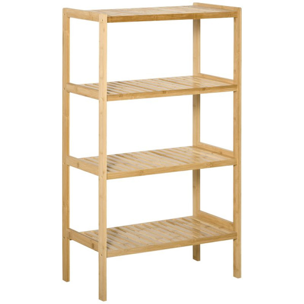 HOMCOM Standregal Bücherregal 4-stufiges Bambusregal Büroregal Lagerregal Aktenregal, 838-205