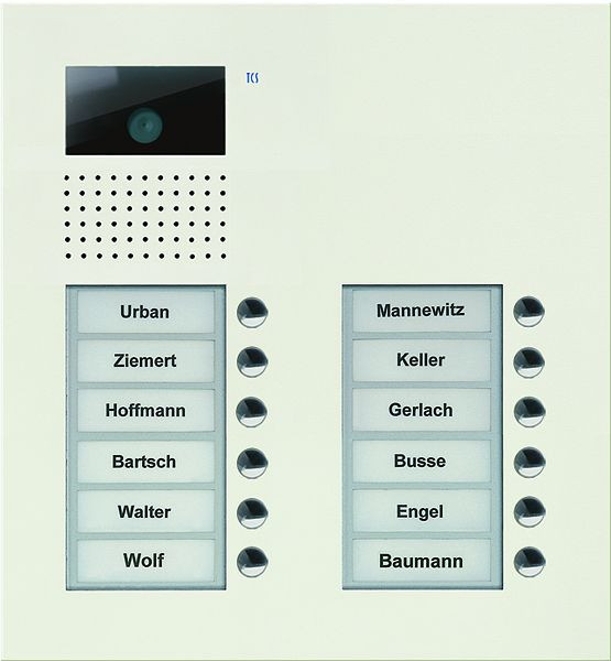 TCS Video Außenstation Serie AVU mit 12 Klingeltasten (rechtsbündig), 2-spaltig, UP weiß, AVU15120-0019