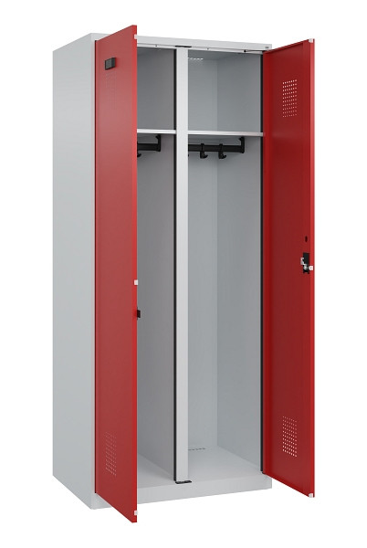 C+P Schwarz-Weiß-Spind Evolo PLUS, 2 Abteile, 1850x800x500mm, 7035/3000, Zylinderschloss, 049002-22 S10030