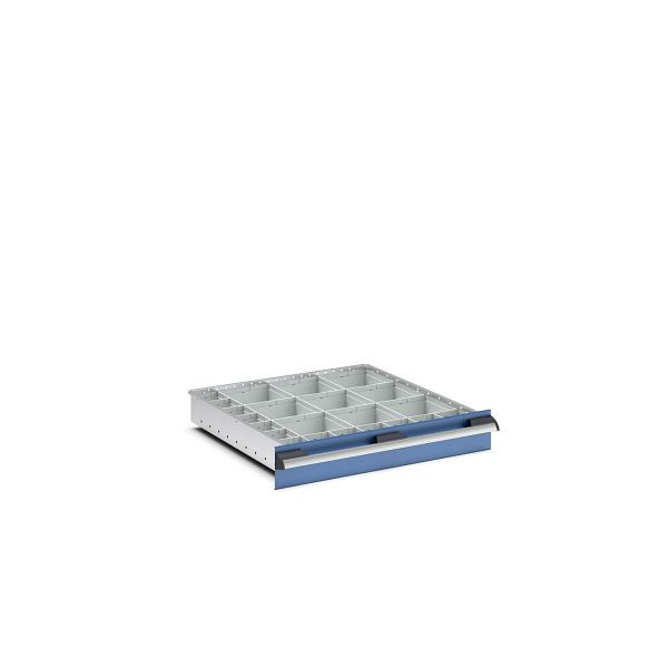 bott cubio Sortiment mit 22 Boxen, BxTxH: 650x650x68mm, Kunststoff / RAL 7035, 43020761