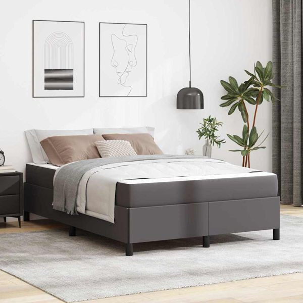 vidaXL Bettgestell mit Matratze Grau 160 x 200 cm Kunstleder, 3399012