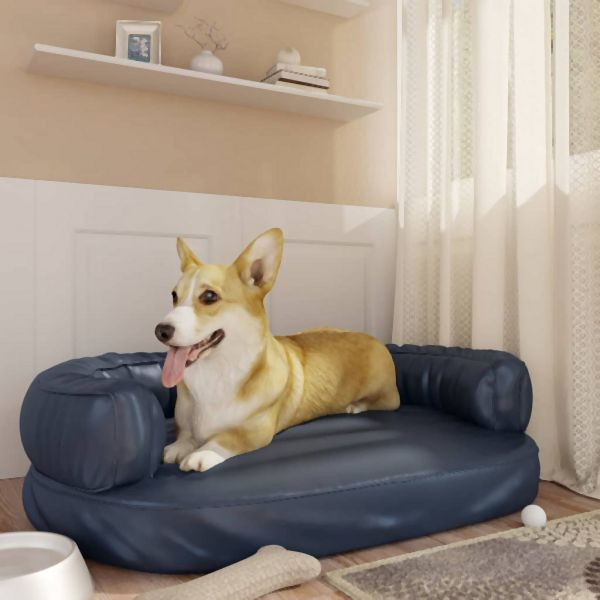 vidaXL Hundebett Ergonomisch Schaumstoff Dunkelblau 88x65cm Kunstleder, 171315