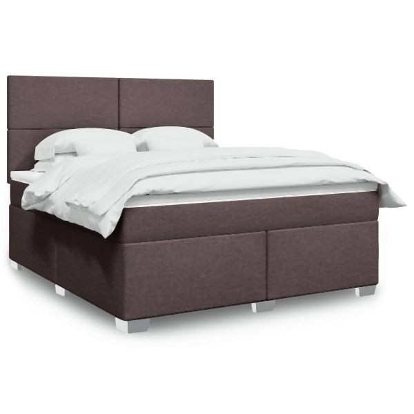 vidaXL Boxspringbett mit Matratze Dunkelbraun 180x200 cm Stoff, 3292863