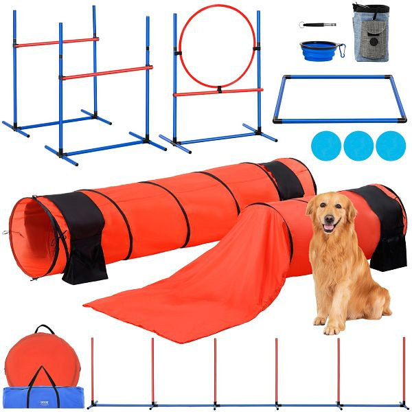VEVOR 7-teiliges Agility Training Set für Hunde mit Hürden 2 Tunneln und Ring, TYKMJKCTJSJKF0J3NV0
