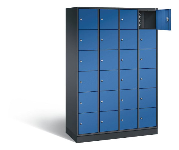 C+P Schließfachschrank Intro, H1950xB1220xT490mm, Farbe: Schwarzgrau / Enzianblau, 8670-401 S10116