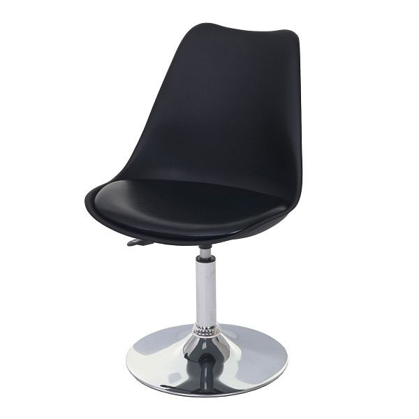 Mendler 2er-Set Drehstuhl Malmö T501, Stuhl Küchenstuhl, höhenverstellbar, Kunstleder, schwarz, Chromfuß, 62568