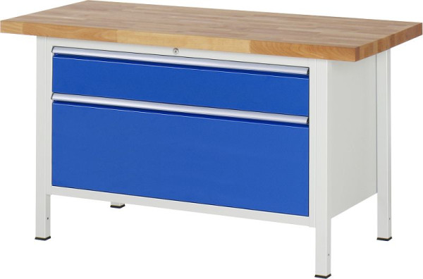 RAU Werkbank Serie 8000 - Modell 8356, B1500 x T700 x H840-1040 mm, Systemunterbau B1235 x T650 x H800-1000 mm, 03-8356A2-157B4H.11