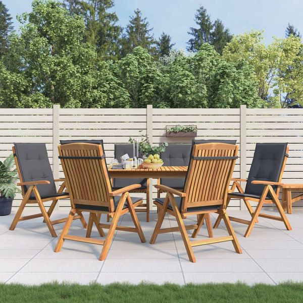 vidaXL Gartenstühle mit Kissen 6 Stück Massivholz Teak, 3196493