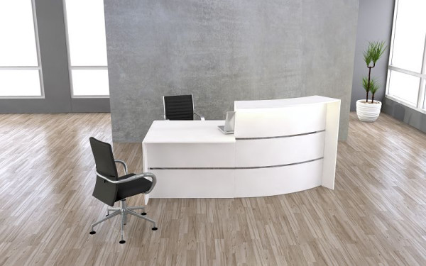 Kerkmann Bari Bogentheke mit Beratungsplatz, B 2310 mm x T 1225 mm x H 1120 mm, Farbe: weiß, (Montage), 21354110-1