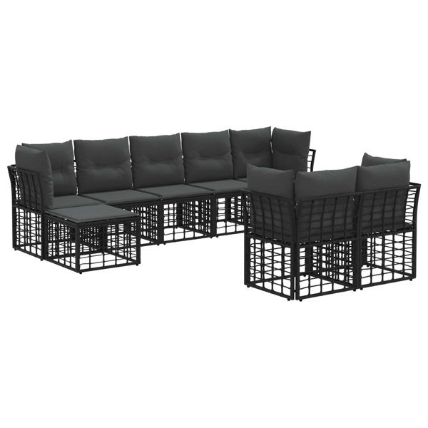 vidaXL Outdoor-Sofagarnitur Schwarz und Dunkelgrau Polyester, 3437565