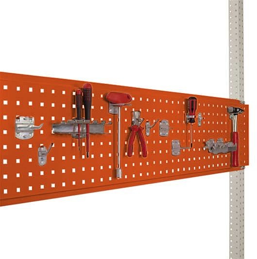 Manuflex Werkzeug-Lochplatte für Stahl-Aufbauportale, Nutzhöhe = 300 mm, für Tischbreite 1000 mm, Rotorange, ZB3341.2001