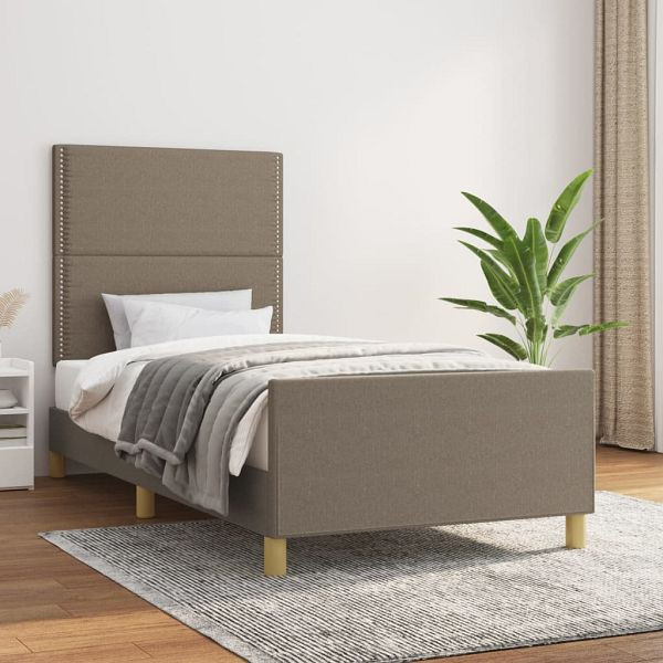 vidaXL Bettgestell mit Kopfteil Taupe 90x200 cm Stoff, 3124948
