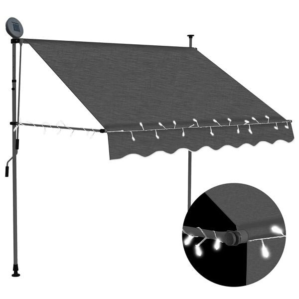 vidaXL Einziehbare Markise Handbetrieben mit LED 150 cm Anthrazit, 145863