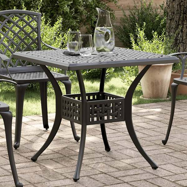 vidaXL Gartentisch Schwarz 80x80x75 cm Aluminiumguss, 4002812