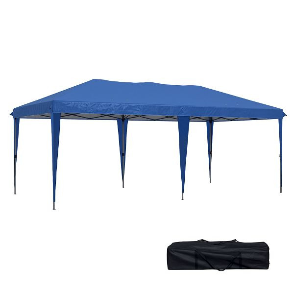 Outsunny Faltpavillon Gartenzelt Partyzelt, faltbar, wetterbeständig, 5,9 m x 2,95 m x 2, m, Blau, 84C-228V01BU