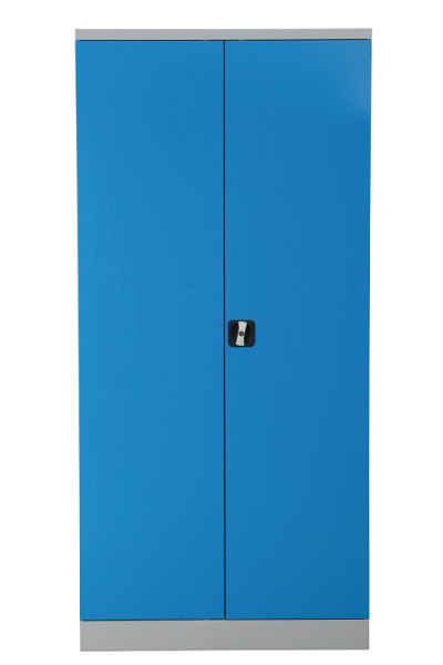 Gürkan Flügeltürenschrank, 42 x 92 x 195 cm, Lichtgrau, Lichtblau, Verstärkte Fachboden Stück 4, FLC.19/N.SL, 109731