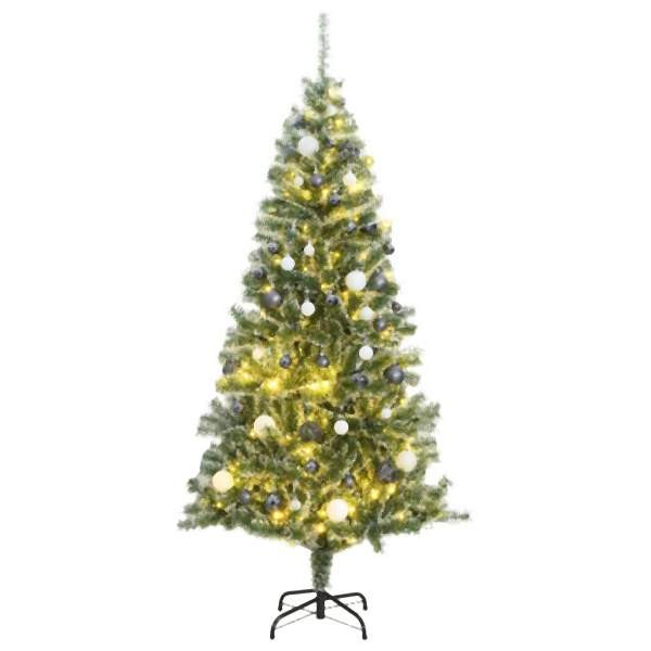 vidaXL Künstlicher Weihnachtsbaum 300 LEDs & Kugeln Beschneit 240 cm, 3210163