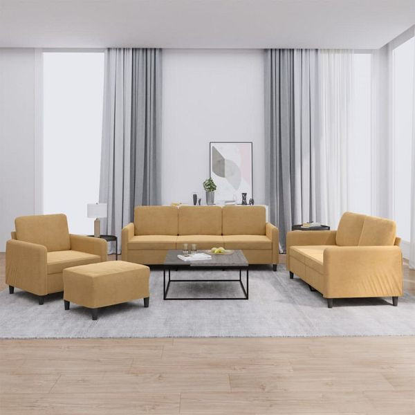 vidaXL 4-teilig Sofagarnitur Braun Samt, 3201951, 8721012069183
