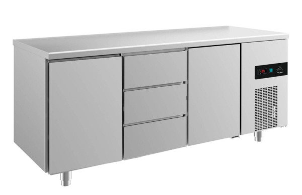 A&S Polarny Kühltisch -2 bis +8°C mit 2x Türen und 1x drei Schubladen mittig, 1865 x 700 x 850 mm, KT3TDT