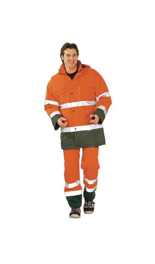 Planam Warnschutz Regenjacke Orange - Wasserdicht Mit Kapuze Gr. XXXL