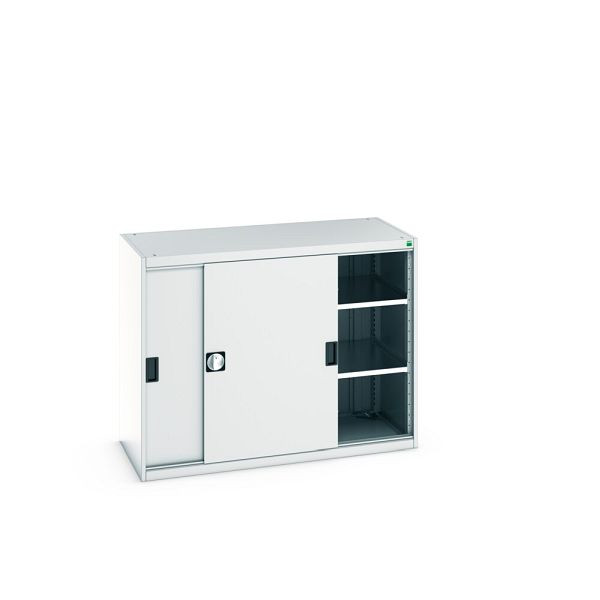bott cubio Schiebetürenschrank bestückt, mit 2 Fachböden, BxTxH: 1300x650x1000mm, Lichtgrau, 40022062.16V