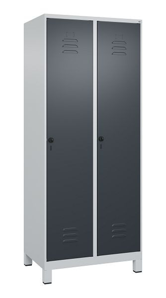 C+P Mehrzweckschrank Classic PLUS, Füße, 2 Abteile, 1950x800x500mm, 7035/7016, Drehriegel, Türen rechts angeschlagen, 080010-22B S10008