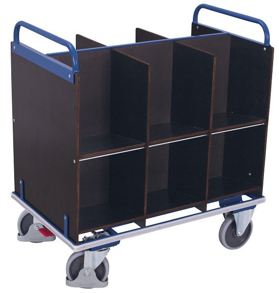 VARIOfit Aktenwagen mit 12 Fächern, Außenmaße: 1.105 x 700 x 1.185 mm, RAL 5010 enzianblau, sw-700.995