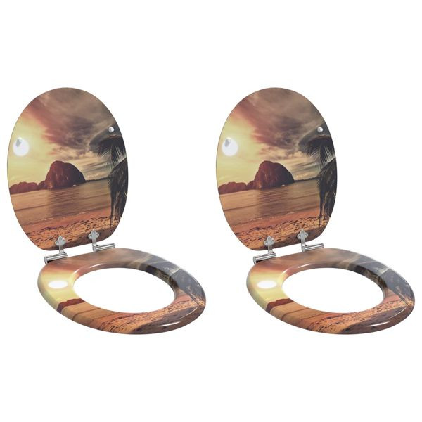 vidaXL Toilettensitz 2-teilig Orange 44 x 38 cm MDF-Platte, 3414548