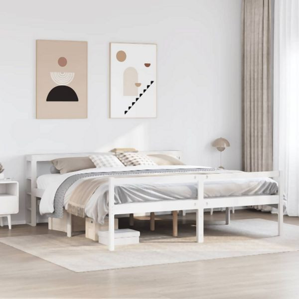 vidaXL Seniorenbett mit Kopfteil ohne Matratze Weiß 180x200 cm, 3305872