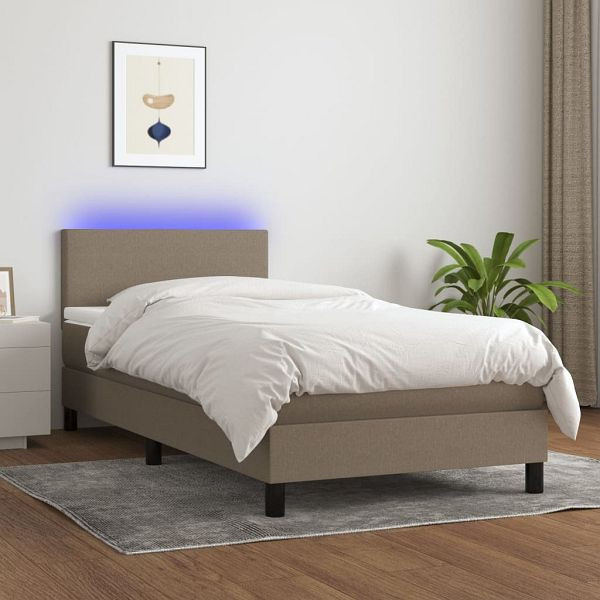 vidaXL Boxspringbett mit Matratze & LED Taupe 80x200 cm Stoff, 3132953