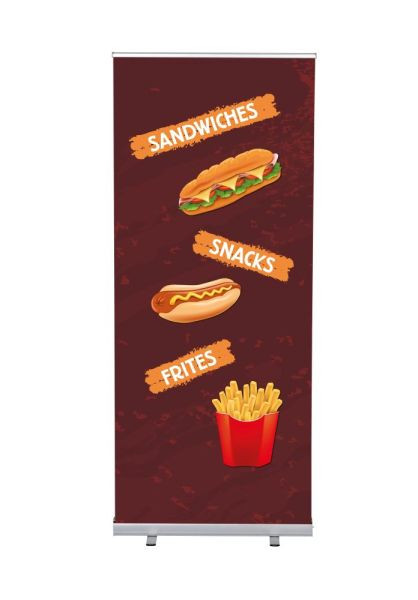 Showdown Displays Roll-Banner Budget 85 Komplettset Snacks Englisch, RBB085LSFI314