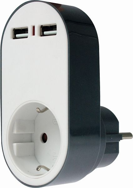 as-Schwabe USB-Ladeadapter "FLASH" 2 x USB Ladeanschluss 5V/2400mA, Schutzkontaksteckdose mit Kinderschutz, 18211