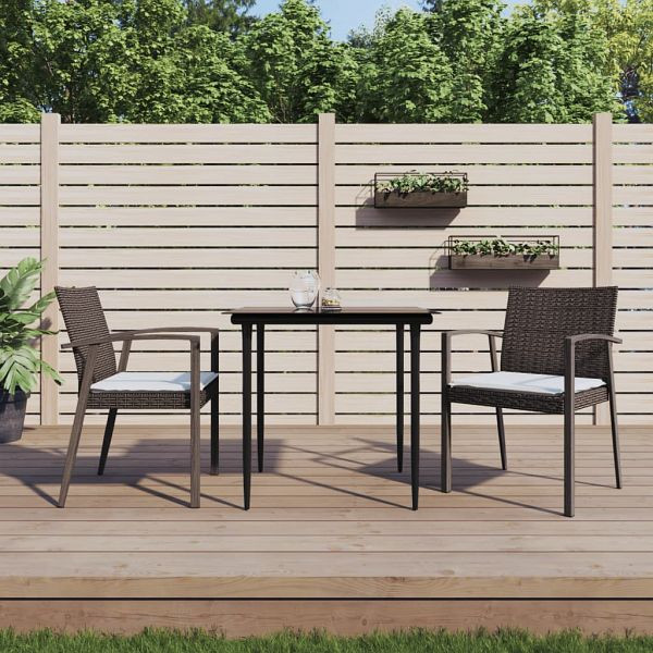 vidaXL Gartenstühle mit Kissen 2 Stück Braun 56,5x57x83 cm Poly Rattan, 364095