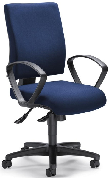 Deskin Bürodrehstuhl COMFORT R inkl. Armlehnen, Fußkreuz Polyamid schwarz, Bezug Stoff, Basic G dunkelblau, 258275