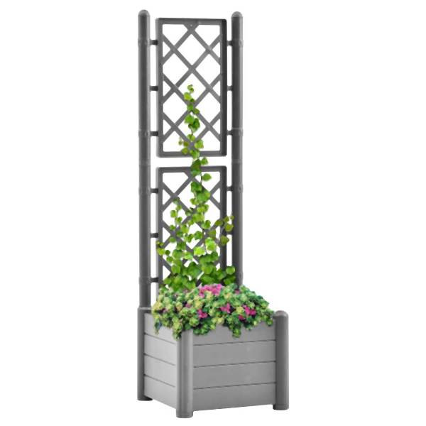 vidaXL Pflanzkübel mit Spalier 43x43x142 cm PP Steingrün, UV-beständig, 317581
