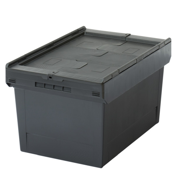 BITO Mehrwegbehälter MBD64321 Eco Regranulat schwarz Deckel/Stecklager schwarz, C0402-0435