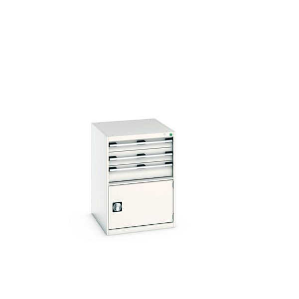 bott cubio Schubladenschrank bestückt, mit 3 Schubladen, Tür, BxTxH: 650x750x900mm, RAL 7035/7035, Lichtgrau, 40027104.16V