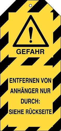 DENIOS Anhänger für Warnhinweis "Gefahr", inkl. Kabelbinder, VE: 10 Stück, 209707