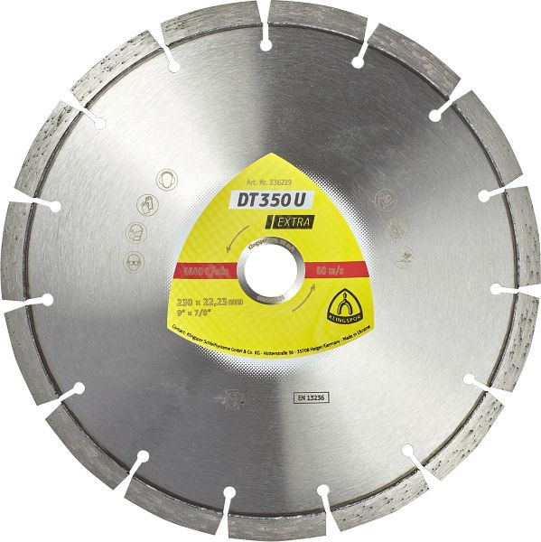 Klingspor DT 350 U Diamanttrennscheiben 115 x 2,4 x 22,23 mm 8 Segmente 33 x 2,4 x 10 mm Standardverzahnung, für Winkelschleifer, 336214