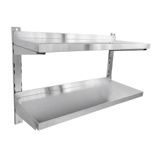 ALLPAX Wandregal Edelstahl 2 Böden, 120 x 40 cm, 10011871