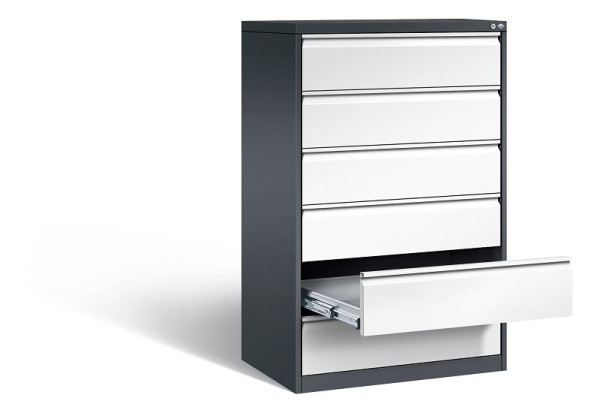 C+P Karteischrank Acurado, H1357xB787xT590mm, Farbe: Schwarzgrau / Verkehrsweiß, Griffleiste, 12936-323 S10084