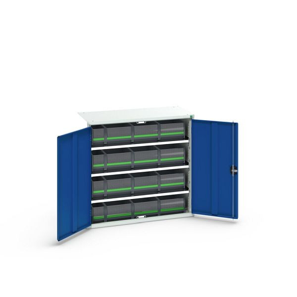 bott verso Magazinschrank, mit 3 Fachböden und 16 bottBoxen, BxTxH: 1050x550x1000mm, Enzianblau, 16926559.11